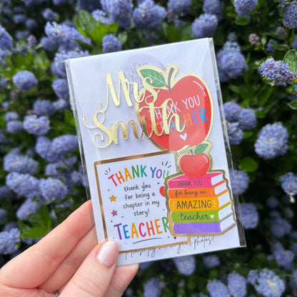 Thank You Teacher Card Cupcake Topper Set of 4