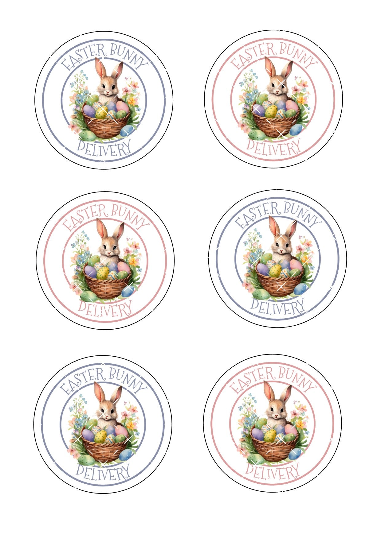 Easter Bunny Delivery Icing Sheet Cookie Toppers