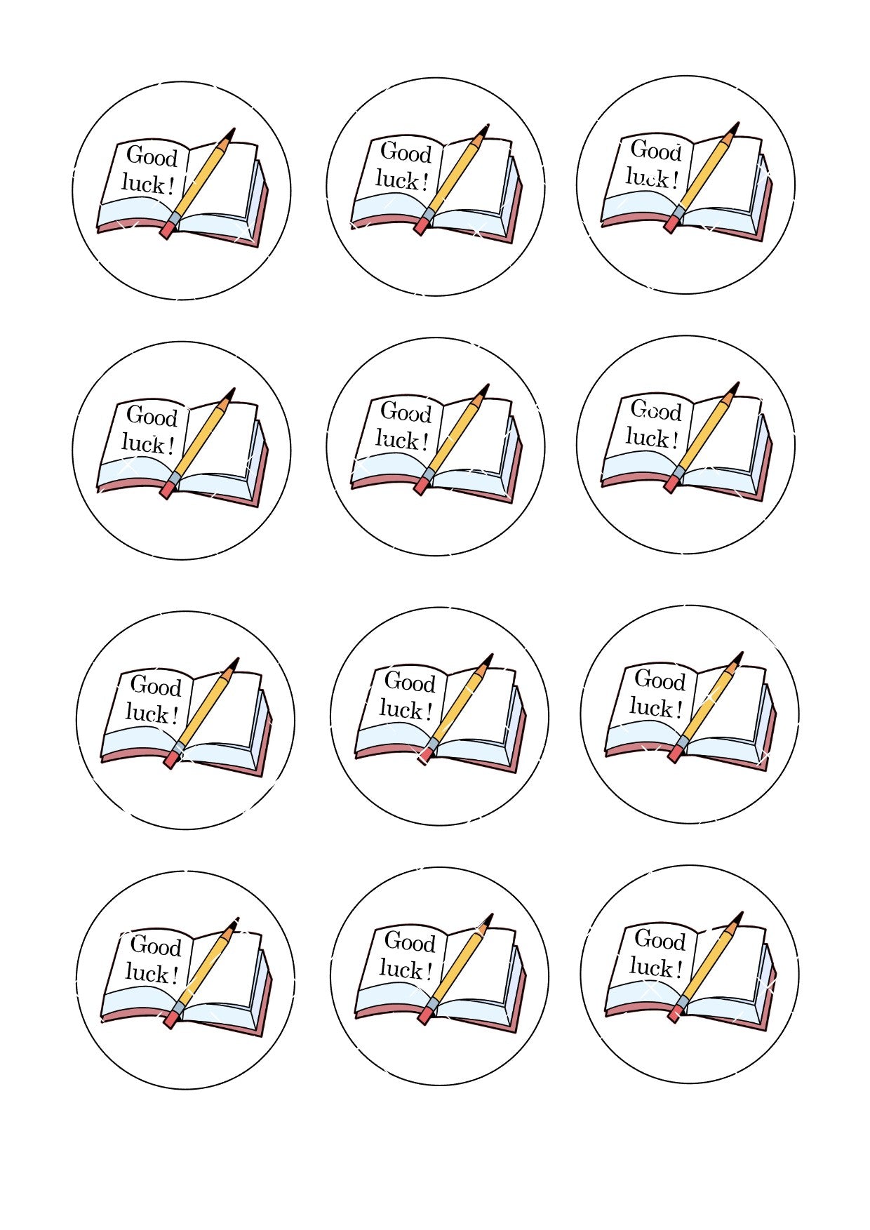 Good Luck Exam Icing Sheet Cupcake Toppers