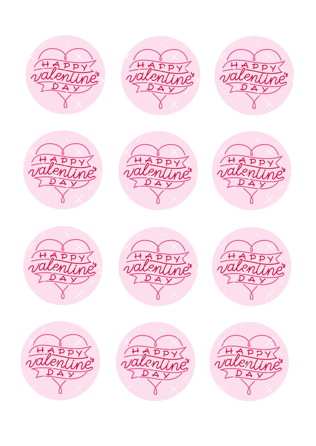 Happy Valentines Day #10 Icing Sheet Cupcake Toppers