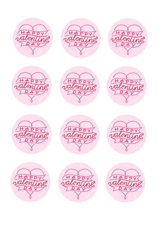 Happy Valentines Day #10 Icing Sheet Cupcake Toppers