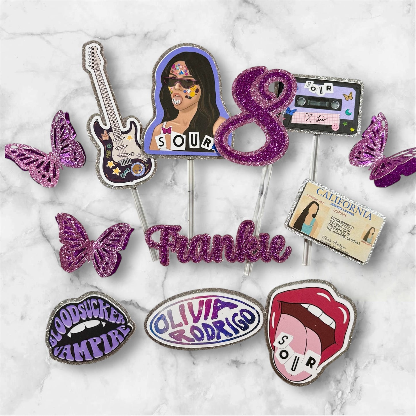 Olivia Rodrigo Glitter Card Topper Set