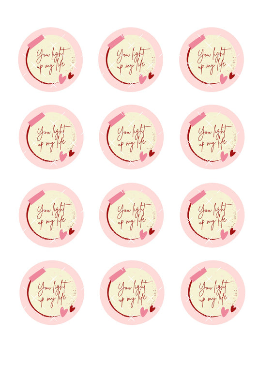 You light up my life Icing Sheet Cupcake Toppers