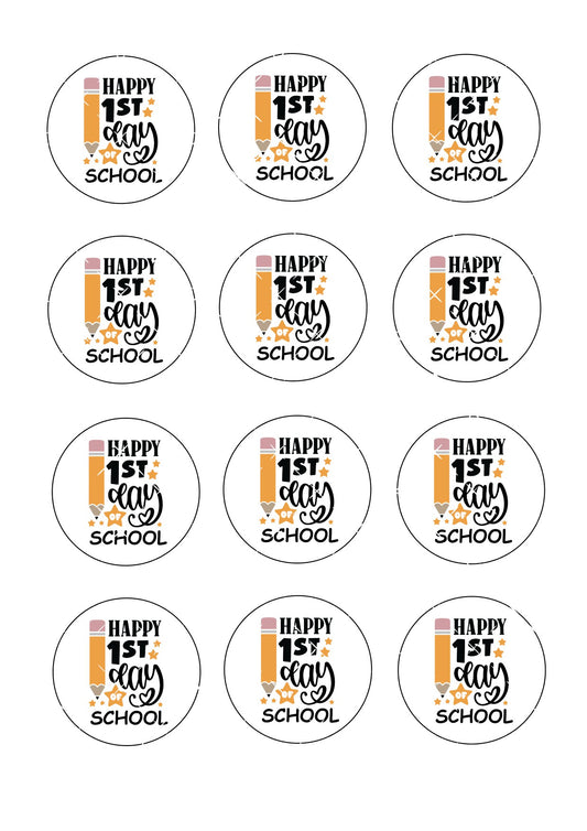 First Day of School #2 Icing Sheet Cupcake Toppers