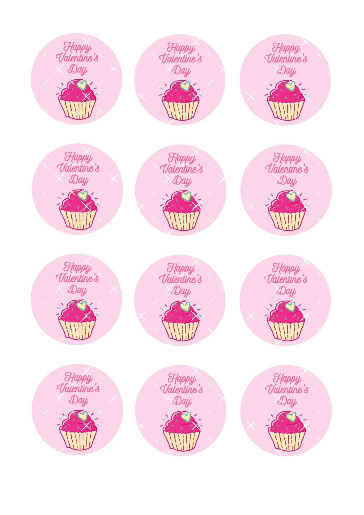 Happy Valentines #11 Icing Sheet Cupcake Toppers