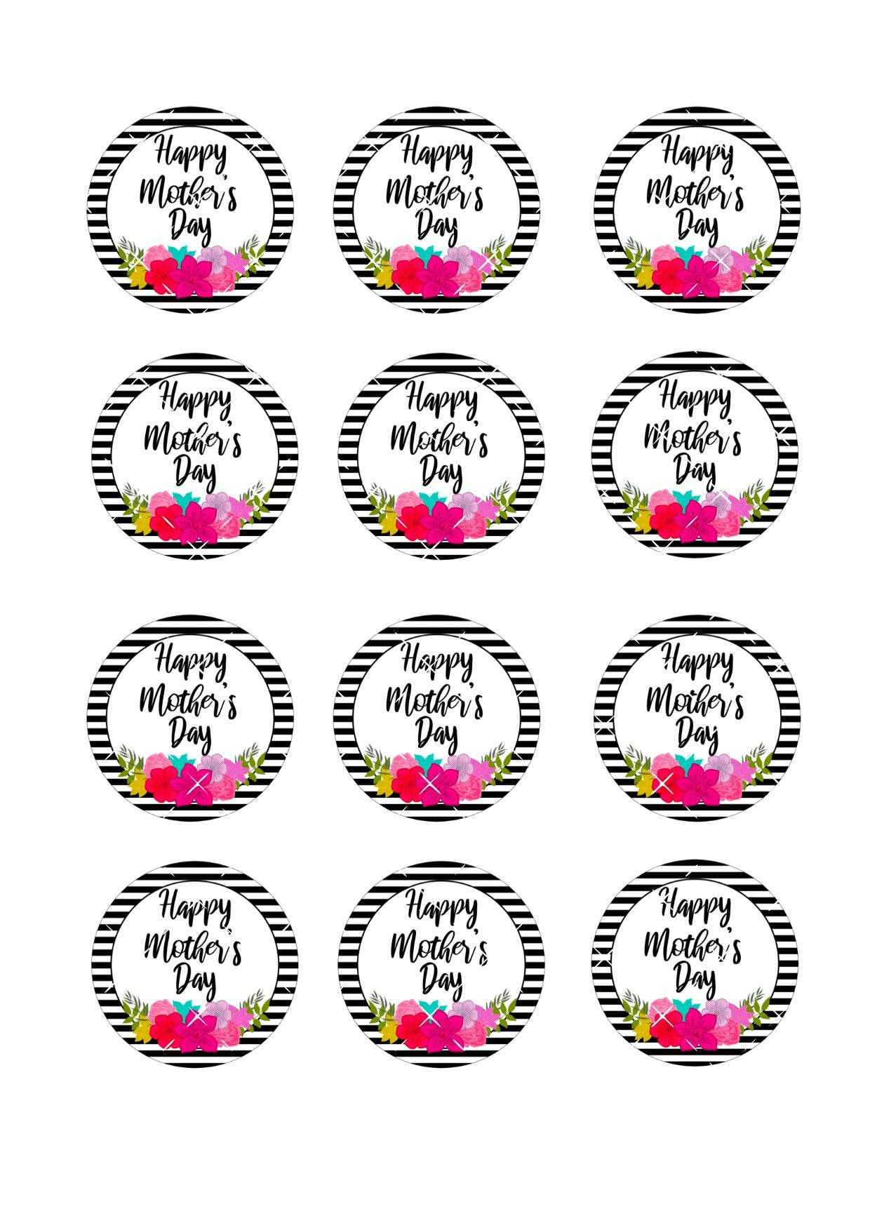 Mother's Day Icing Sheet Cupcake Toppers #1