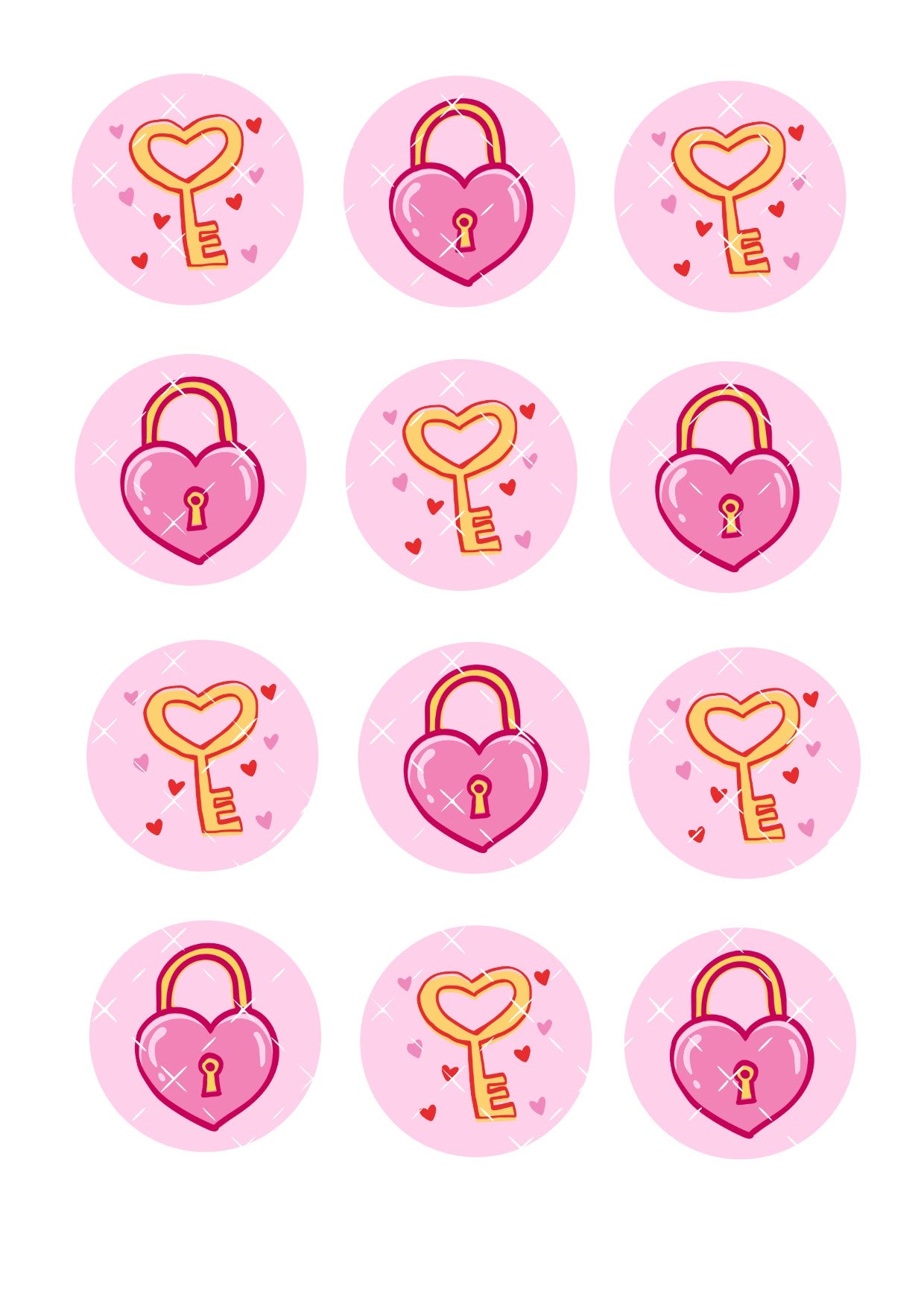 Lock and Key Icing Sheet Cupcake Toppers