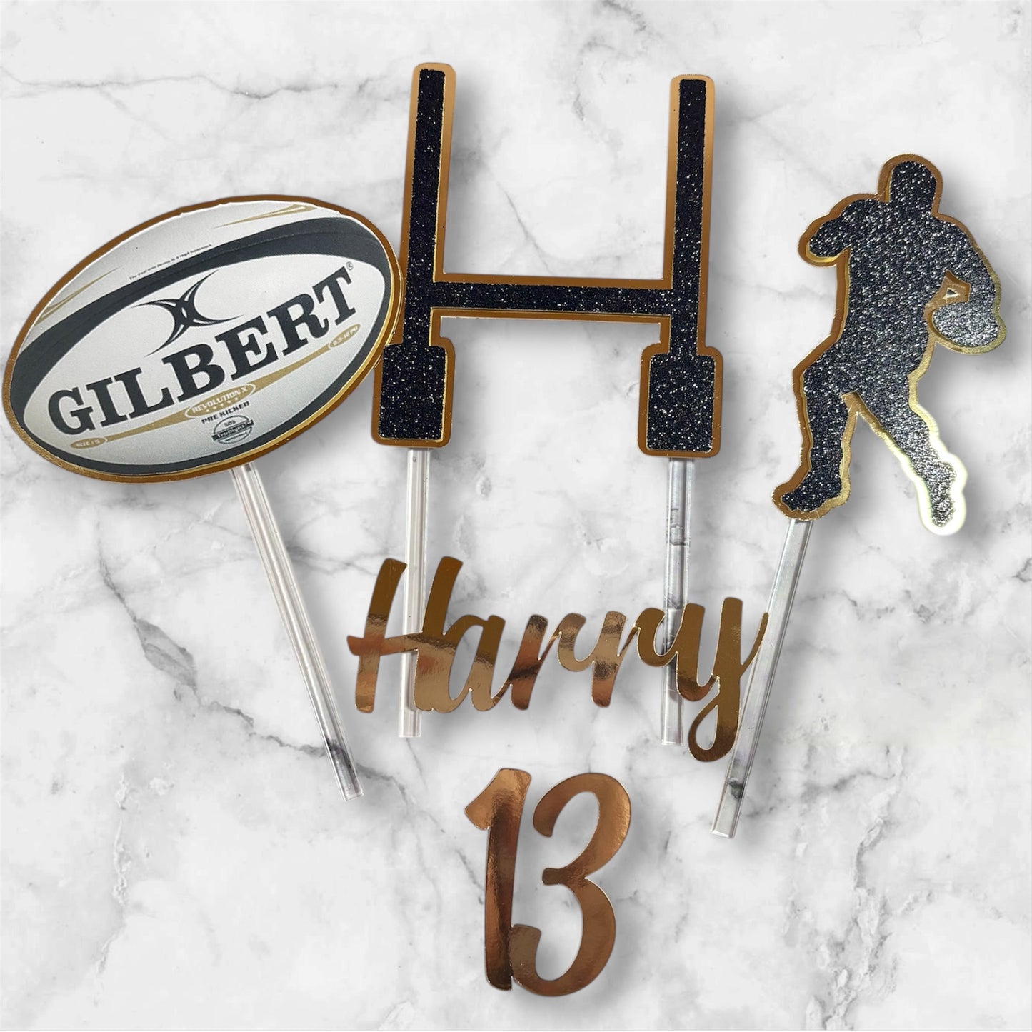 Rugby Card Cake Topper Set