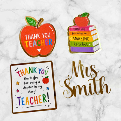 Thank You Teacher Card Cupcake Topper Set of 4