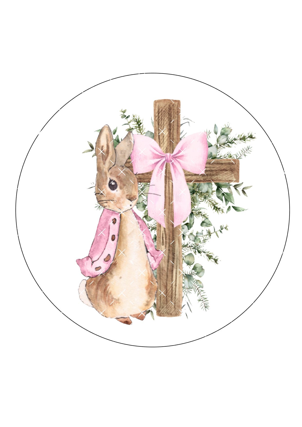 Christening Rabbit Icing Sheet Cake Topper