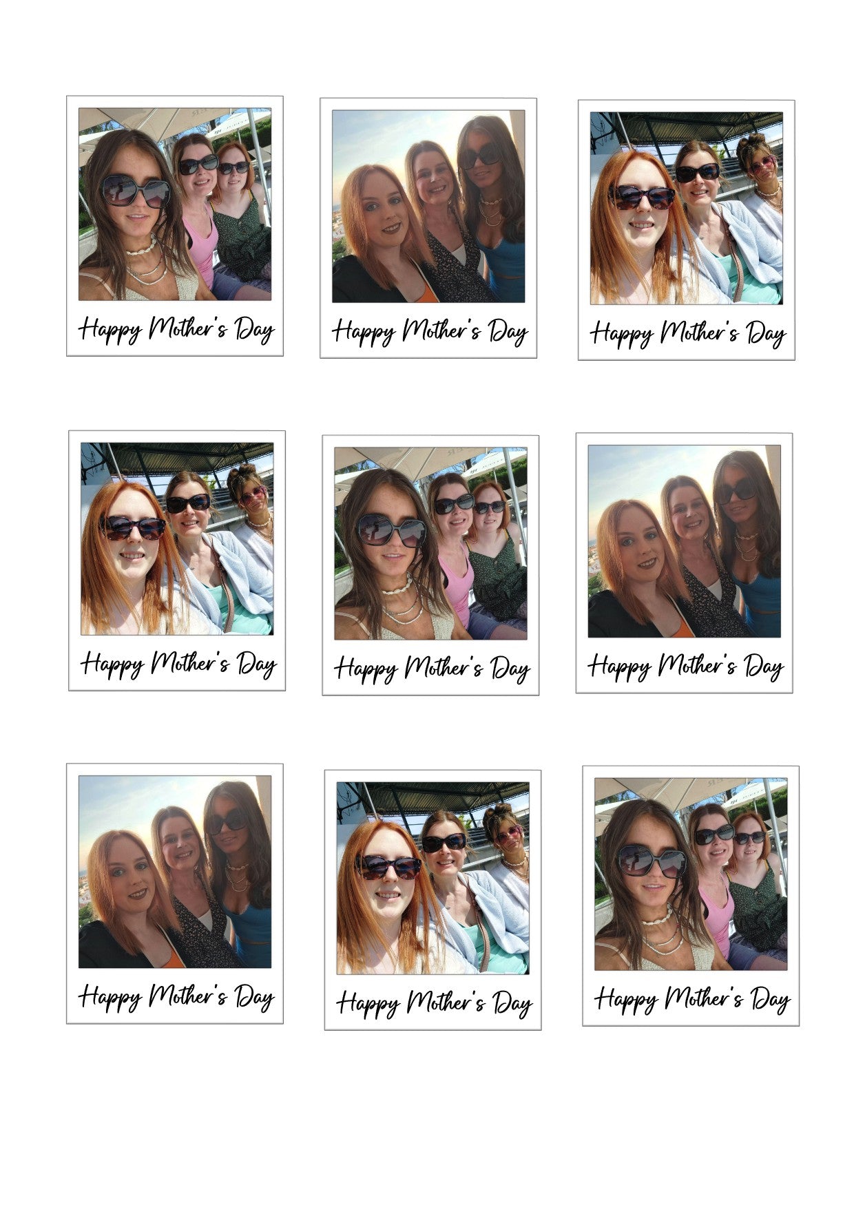 Mother's Day Polaroid Cupcake Toppers Icing Sheet