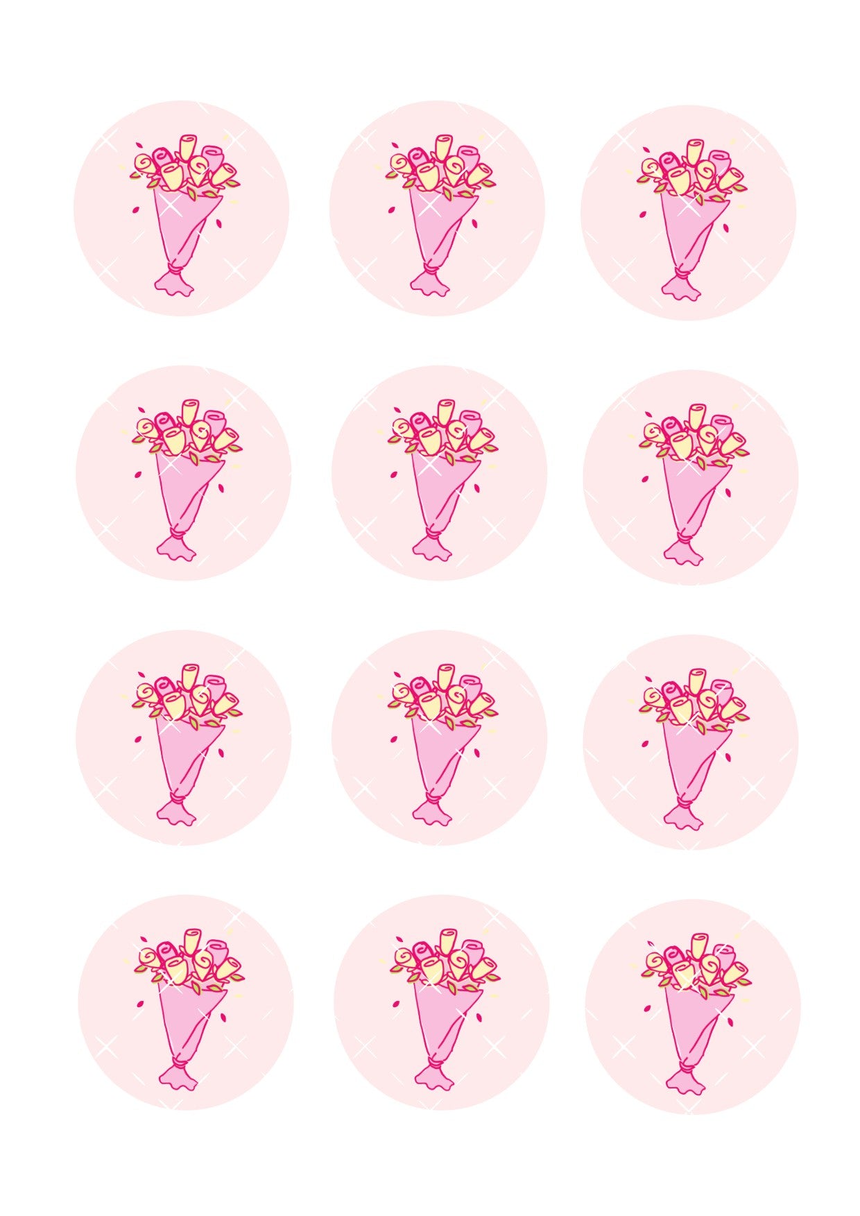 Flower Bouquet Icing Sheet Cupcake Toppers