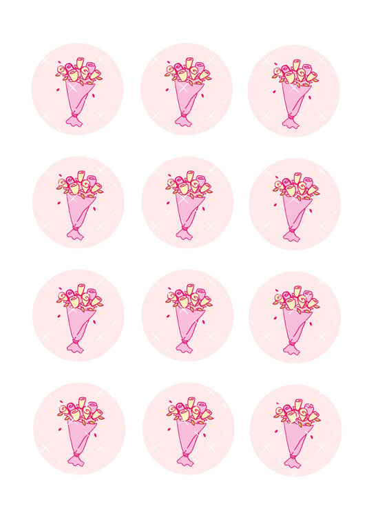 Flower Bouquet Icing Sheet Cupcake Toppers