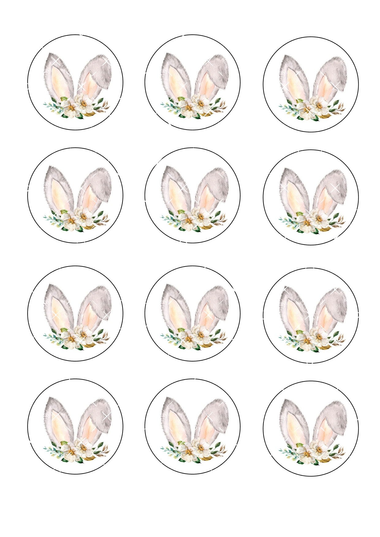 Bunny Ears Icing Sheet Cupcake Toppers