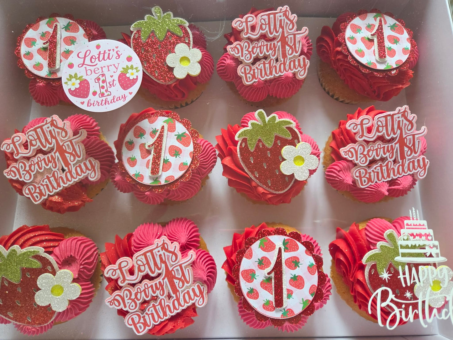 Strawberry Card Cupcake Toppers