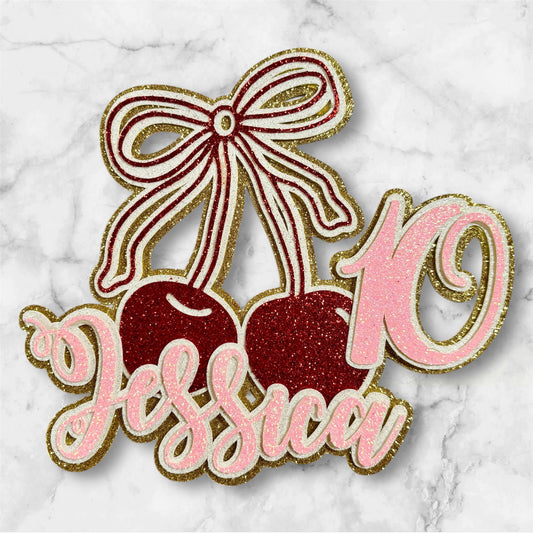 Cherry Card Cake Topper