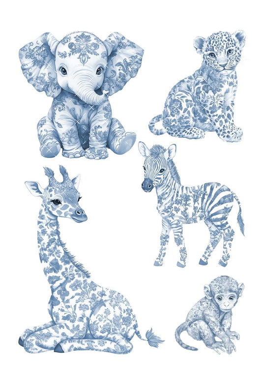 Chinoiserie Blue Safari Icing Sheet