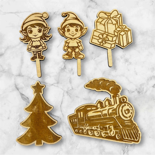 Polar Express Wooden Cake Topper Set