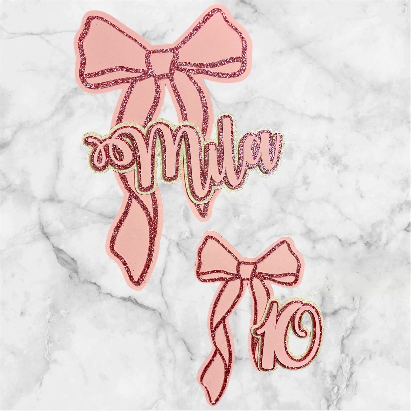 Bow Card Cake Topper Set