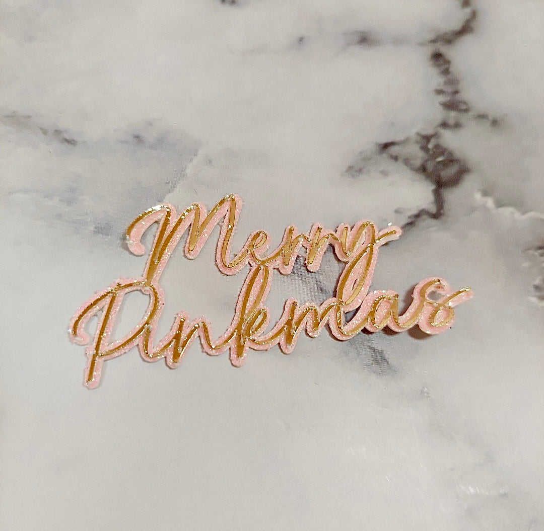 Merry Pinkmas Card Cupcake Toppers