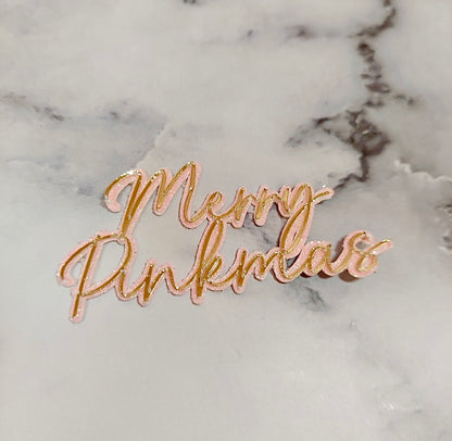 Merry Pinkmas Card Cupcake Toppers