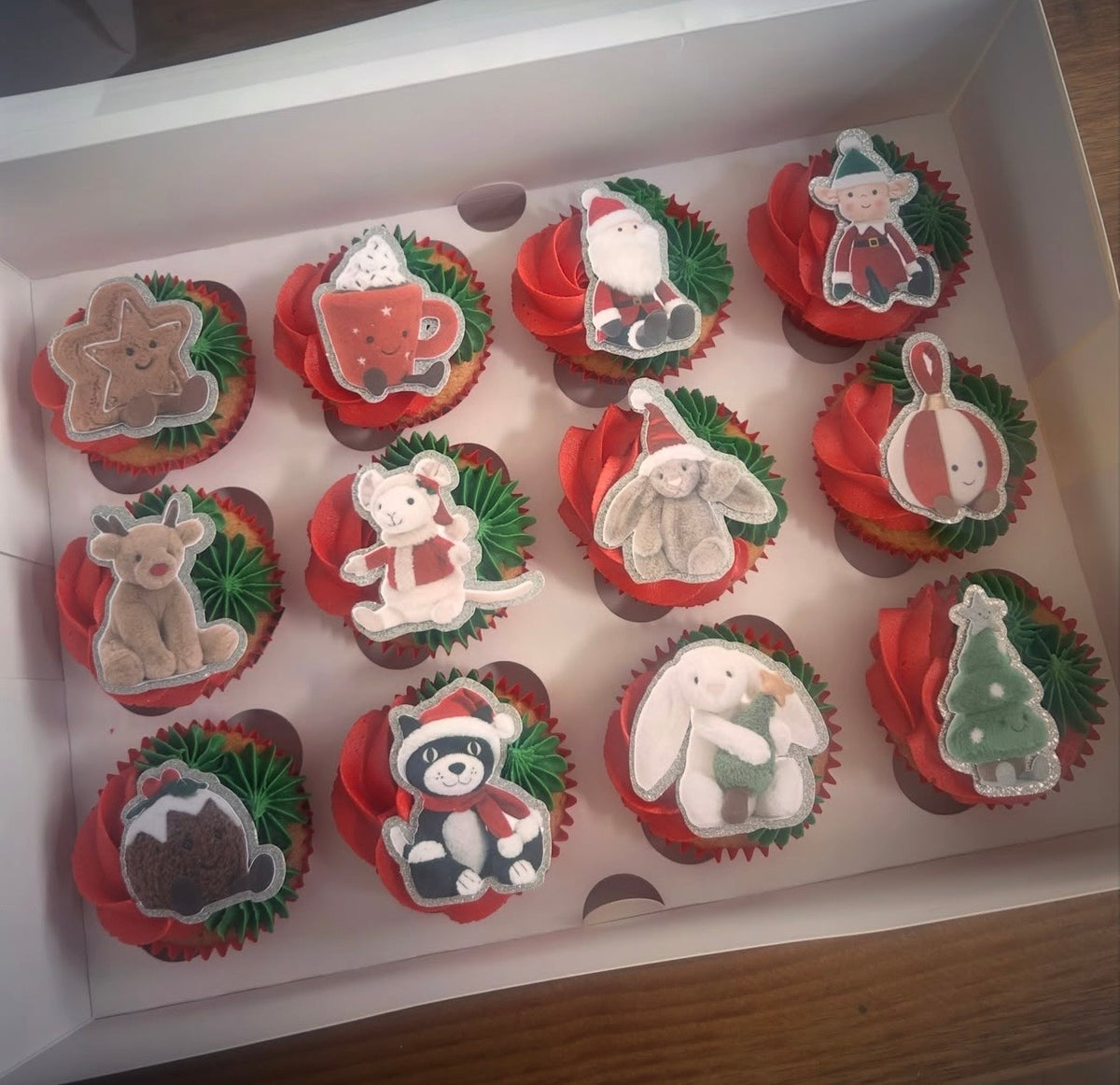 Christmas Jellycat Card Cupcake Toppers