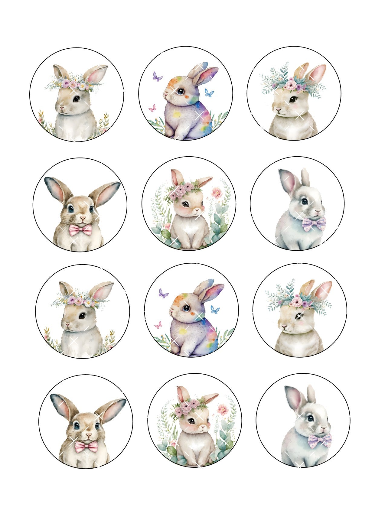 Rabbit Icing Sheet Cupcake Toppers