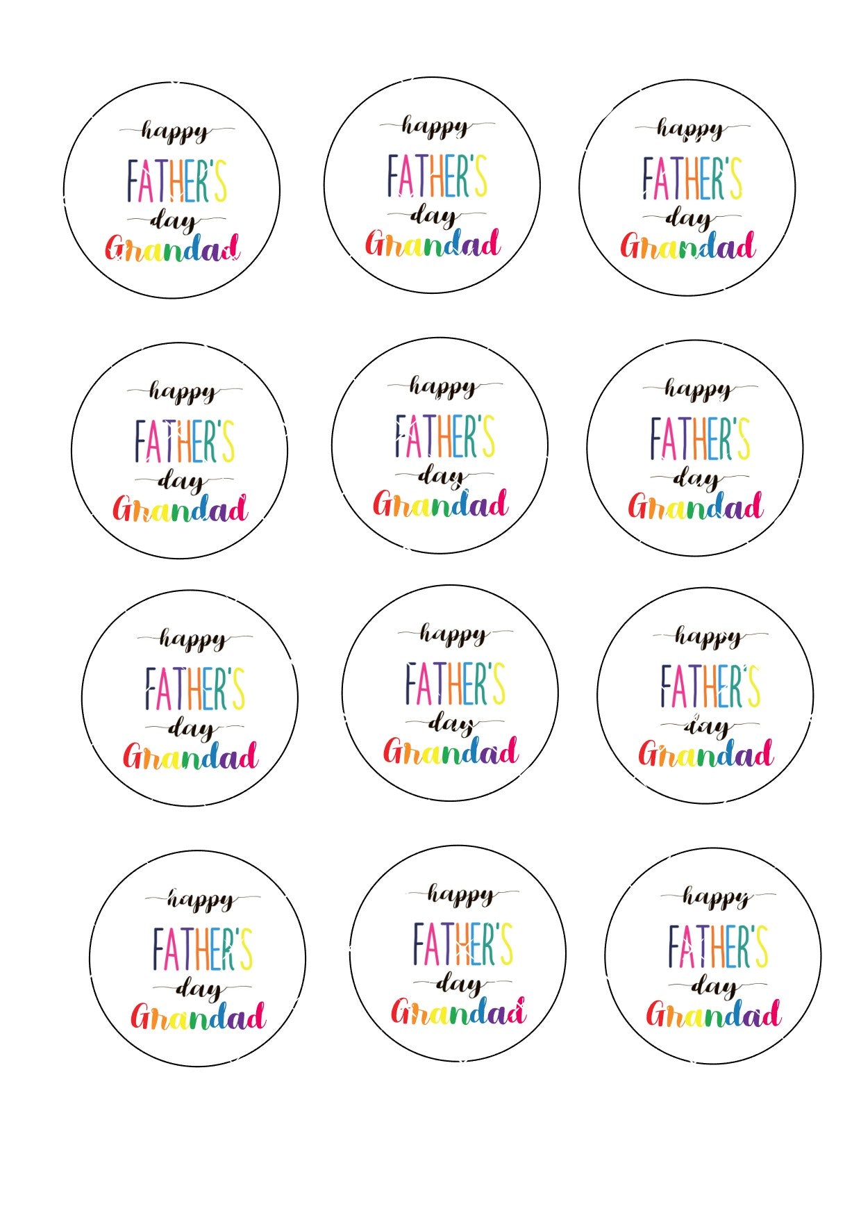 Happy Father's Day #4 Icing Sheet Cupcake Toppers