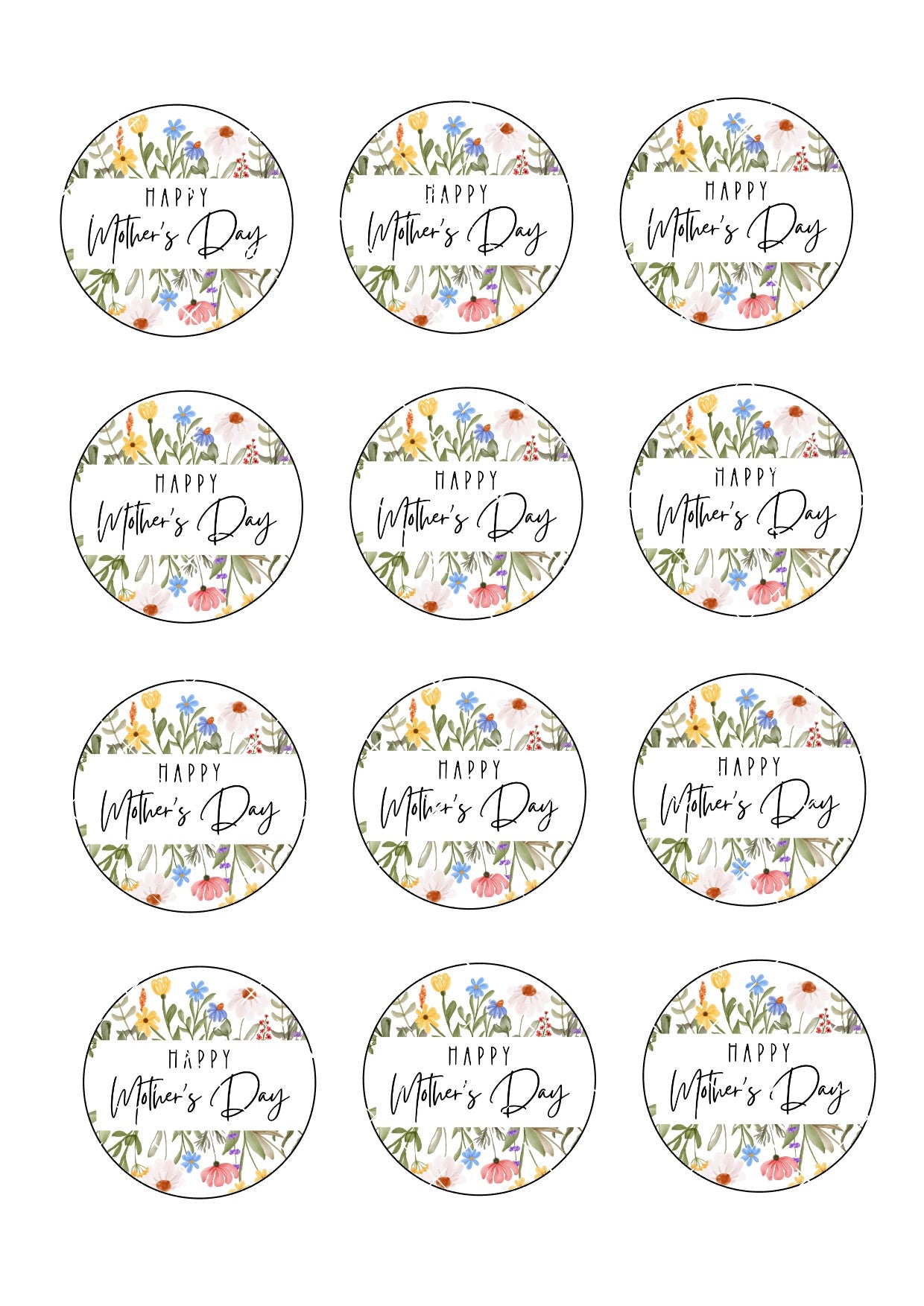 Mother's Day Icing Sheet Cupcake Toppers #12