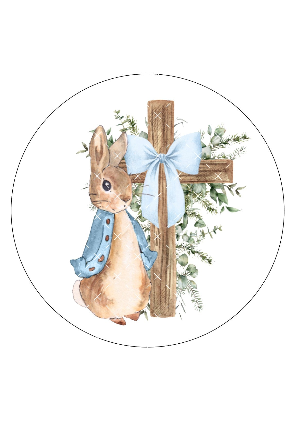 Christening Rabbit Icing Sheet Cake Topper