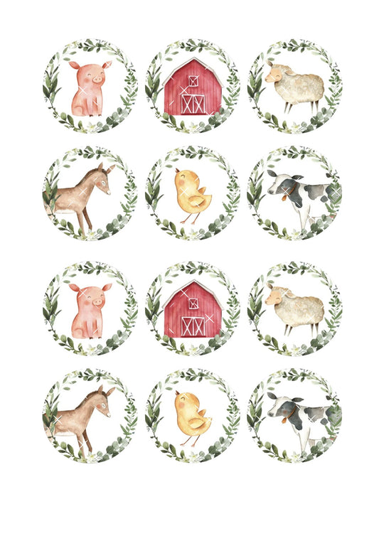 Farm #1 Icing Sheet Cupcake Toppers