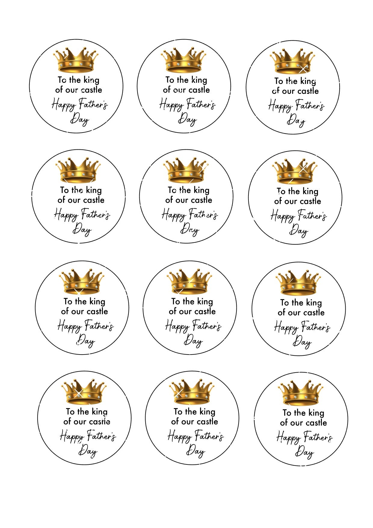 To the king of our castle Happy Father's Day Icing Sheet Cupcake Toppers