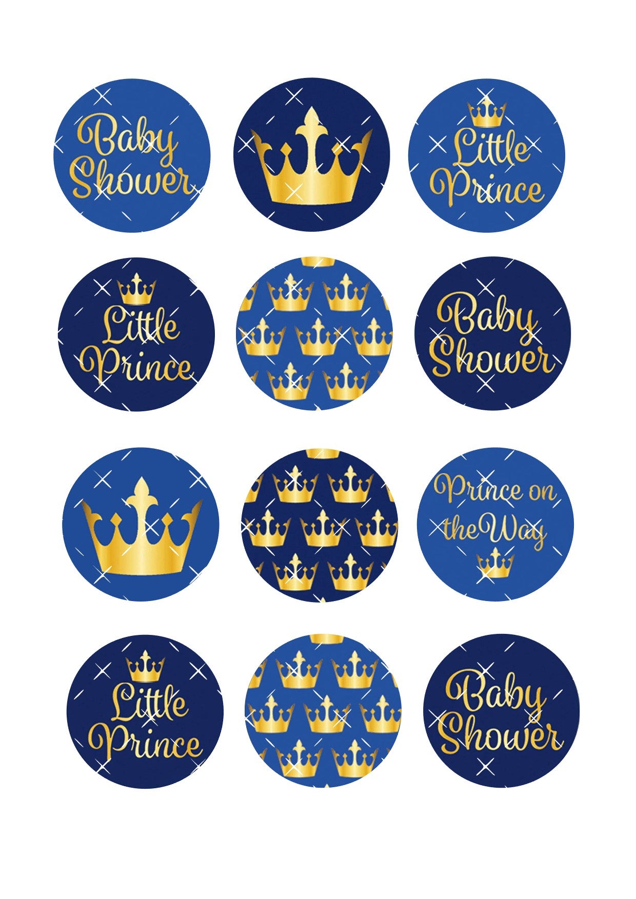 Little Prince Baby Shower Icing Sheet Cupcake Toppers