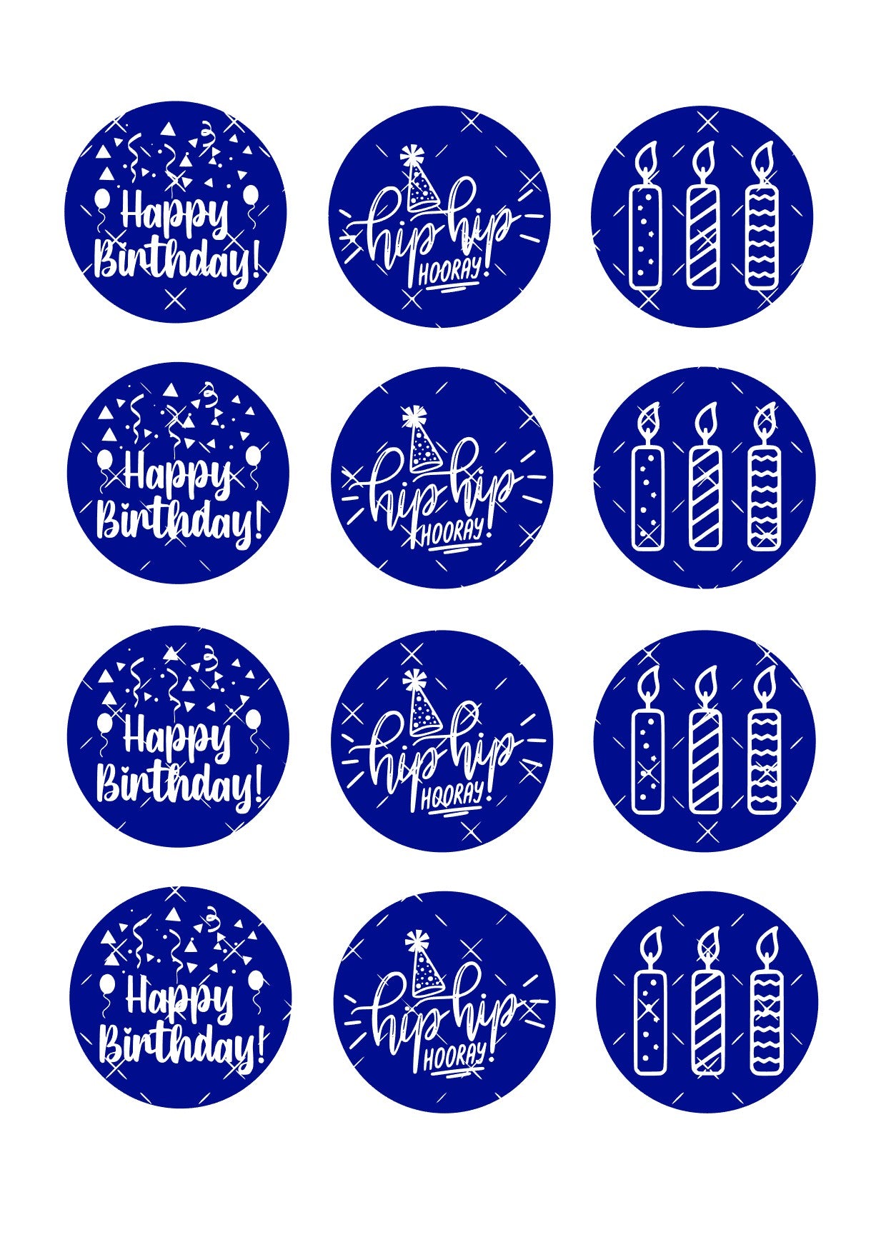 Happy Birthday Icing Sheet Cupcake Toppers