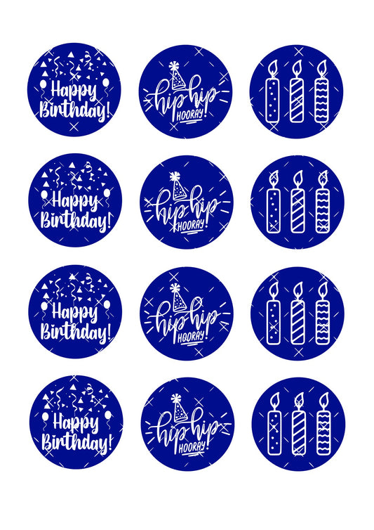 Happy Birthday Icing Sheet Cupcake Toppers