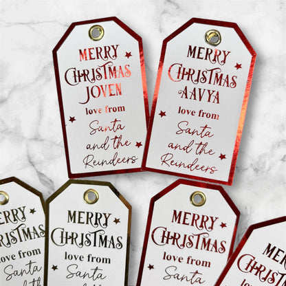 Santa & Reindeers Christmas Foil Gift Tags