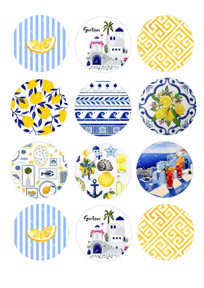 Santorini Icing Sheet Cupcake Toppers