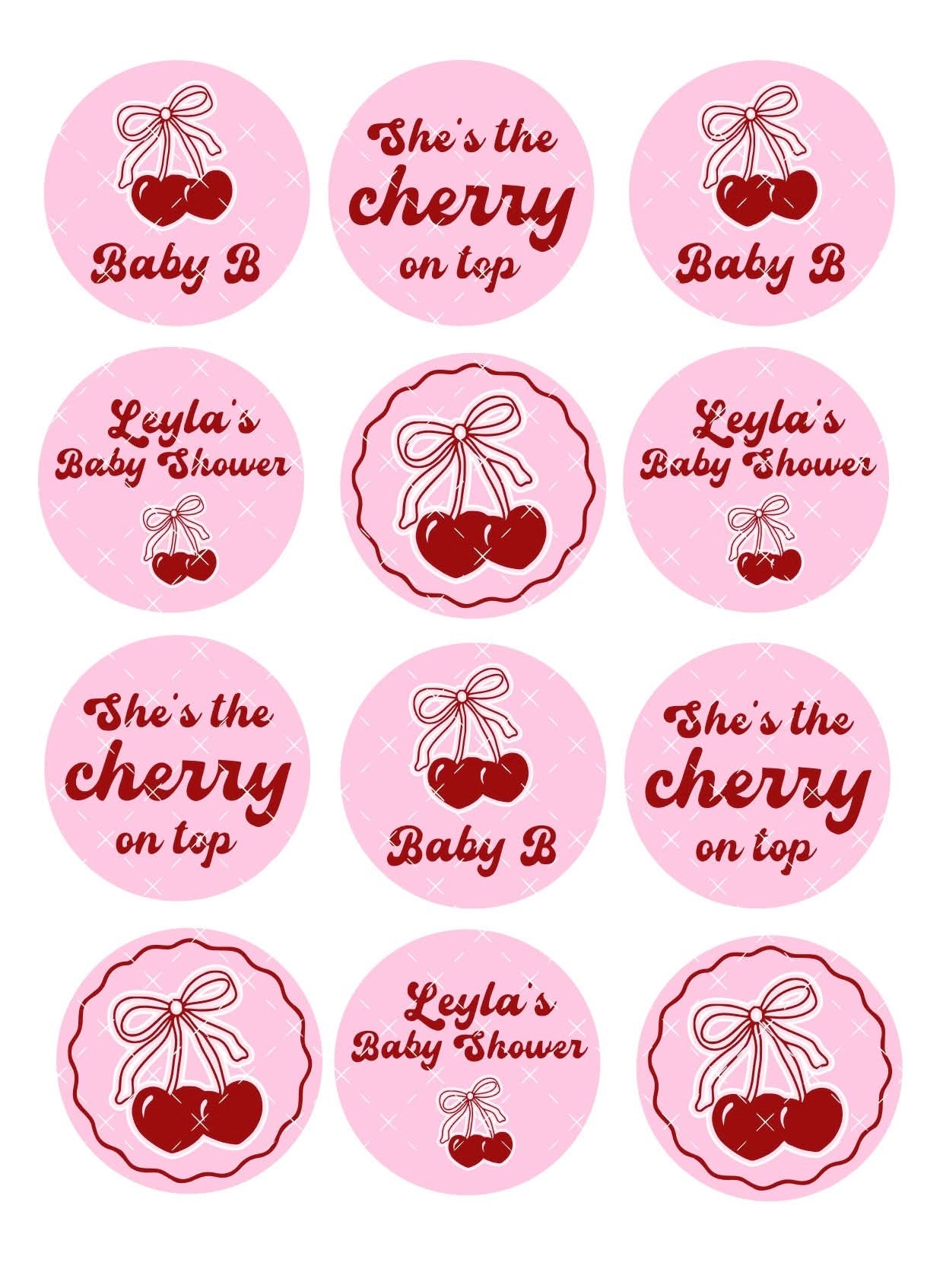 She’s The Cherry On Top Icing Sheet Cupcake Toppers