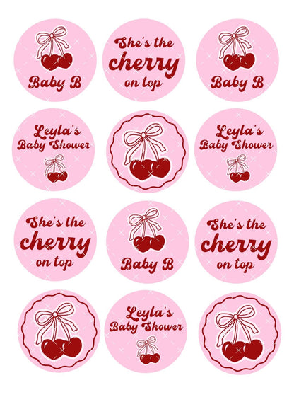 She’s The Cherry On Top Icing Sheet Cupcake Toppers