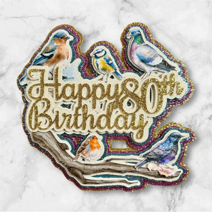 British Birds Wildlife Glitter Card Cake Topper