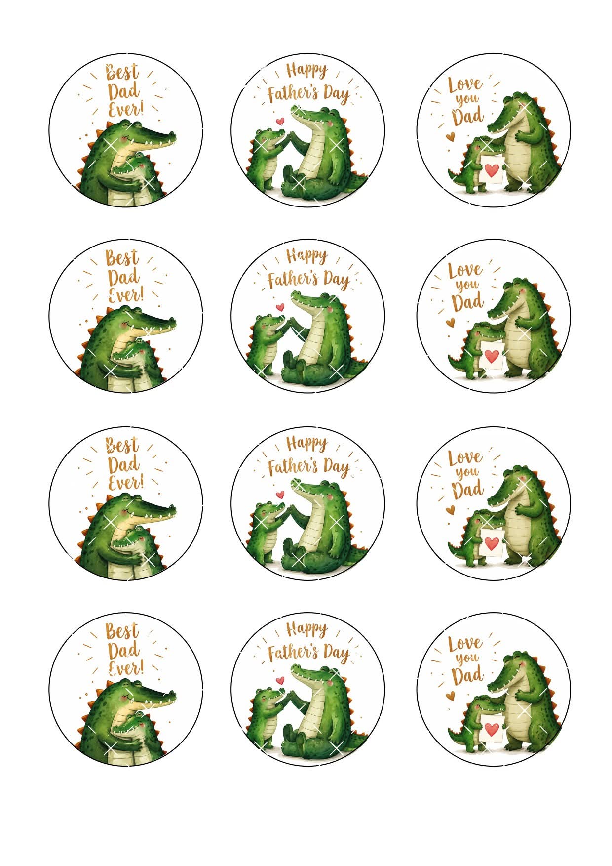 Dinosaur Father’s Day Icing Sheet Cupcake Toppers