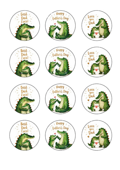 Dinosaur Father’s Day Icing Sheet Cupcake Toppers