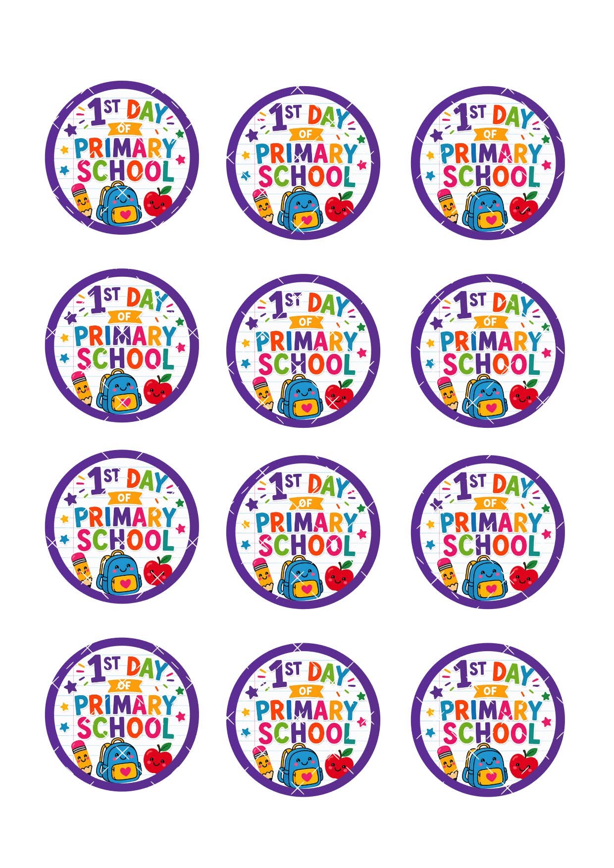 1st Day of Primary School Icing Sheet Cupcake Toppers