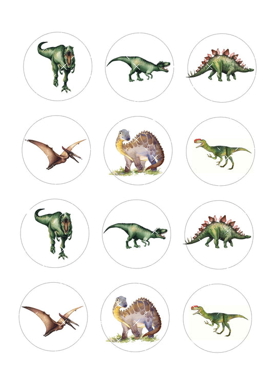 Dinosaur Icing Sheet Cupcake Toppers