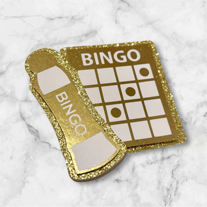 Golden Bingo Card Cupcake Toppers