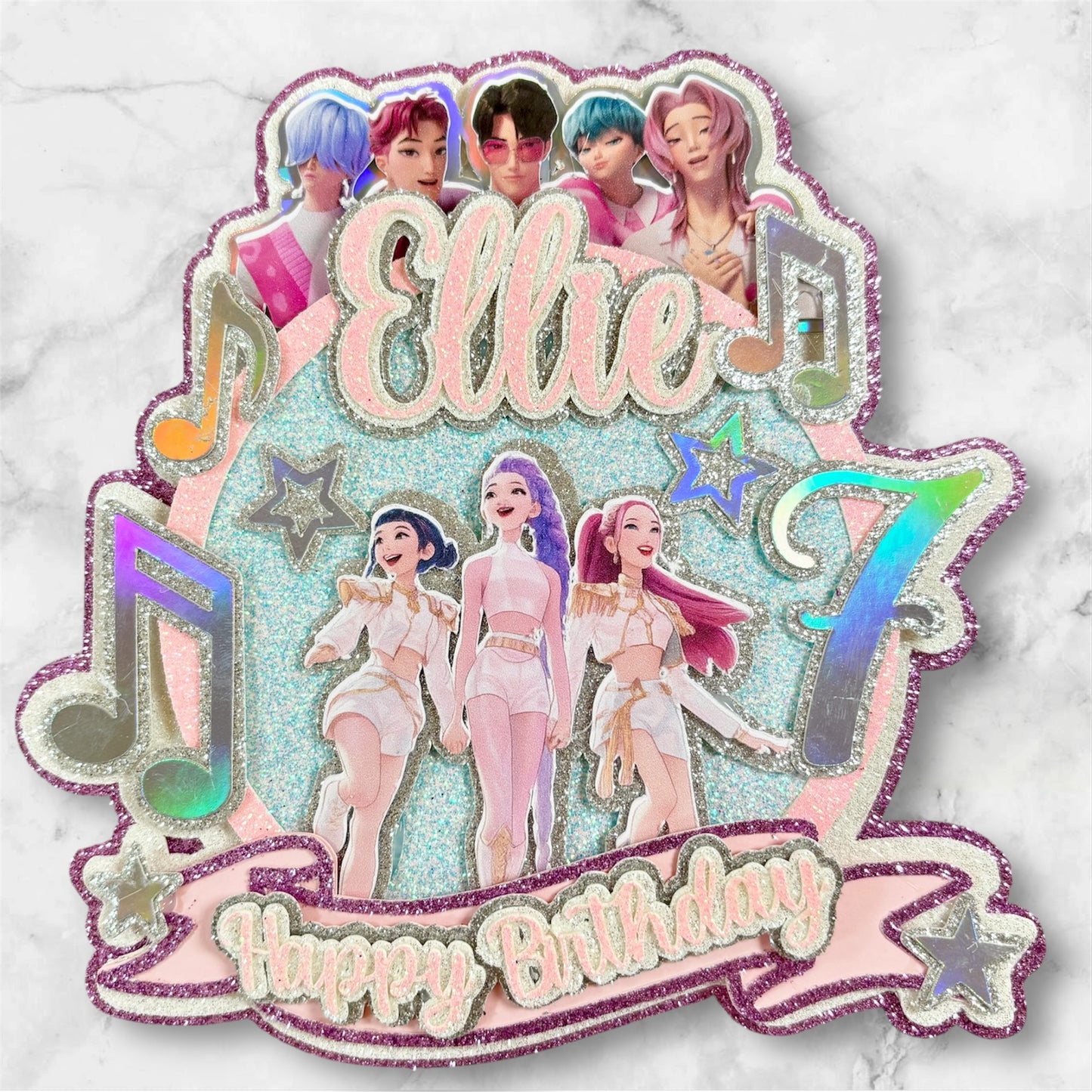 K Pop Glitter Card Topper