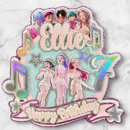 K Pop Glitter Card Topper