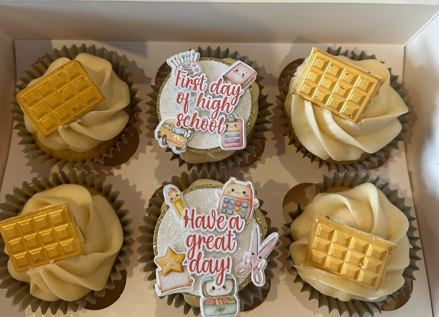 School 3D Card Cupcake Toppers Set