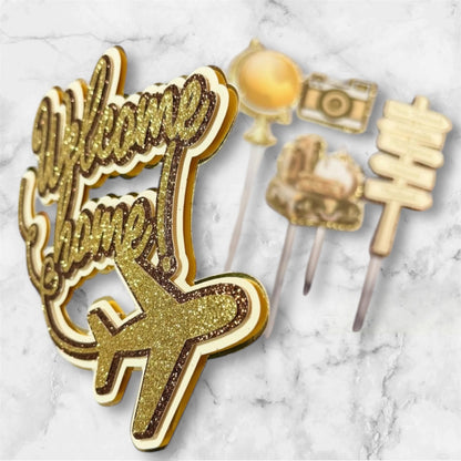 Travel Card Cake Topper Set #1