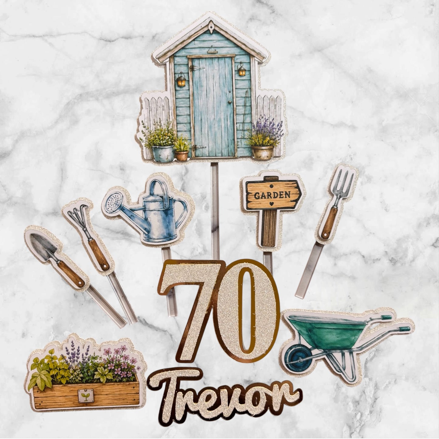 Gardening Cake Topper Set
